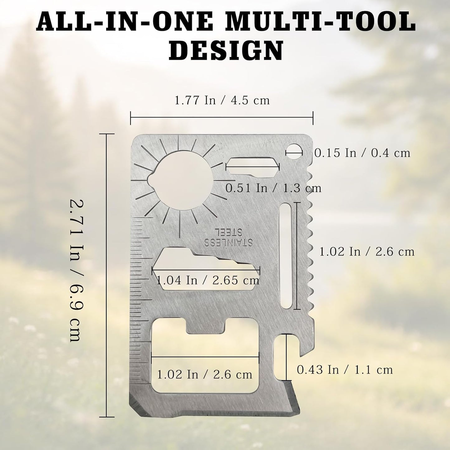 Multiherramienta 11 en 1 acero inox para tarjetas de crédito