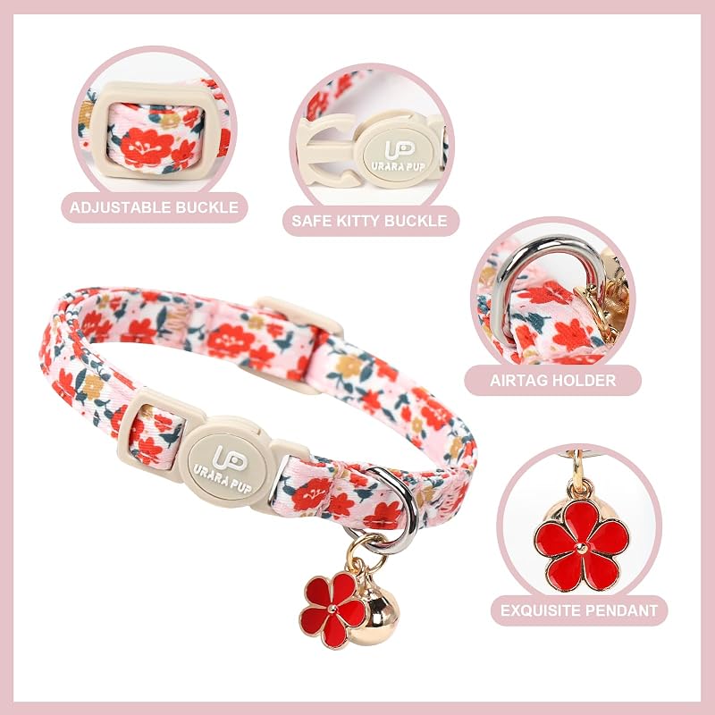 Collares para gato verano con hojas flores y cascabel