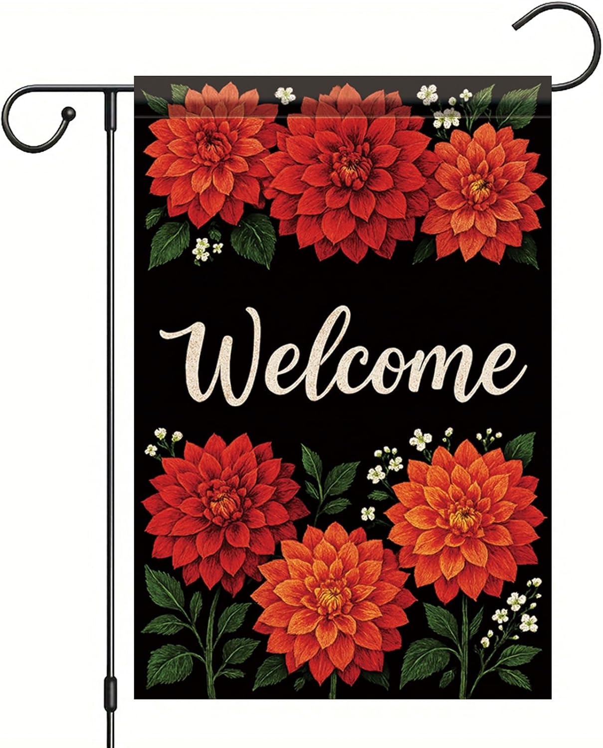 Bandera jardín dalia roja 12x18pulg doble cara
