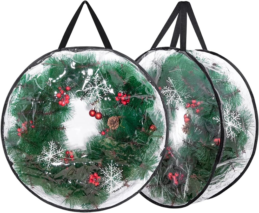 2 Pzas Contenedores 24" Navidad Transparentes