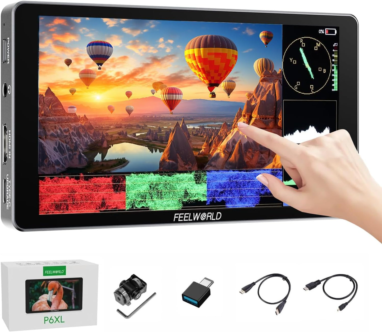 Monitor 6pulg 1200nits HDR 3D LUT con HDMI 4K