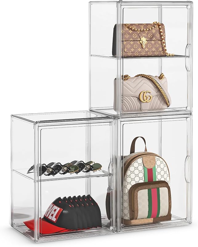 Organiz. bolsos closet 3 pack vitrina acrílico con divisor