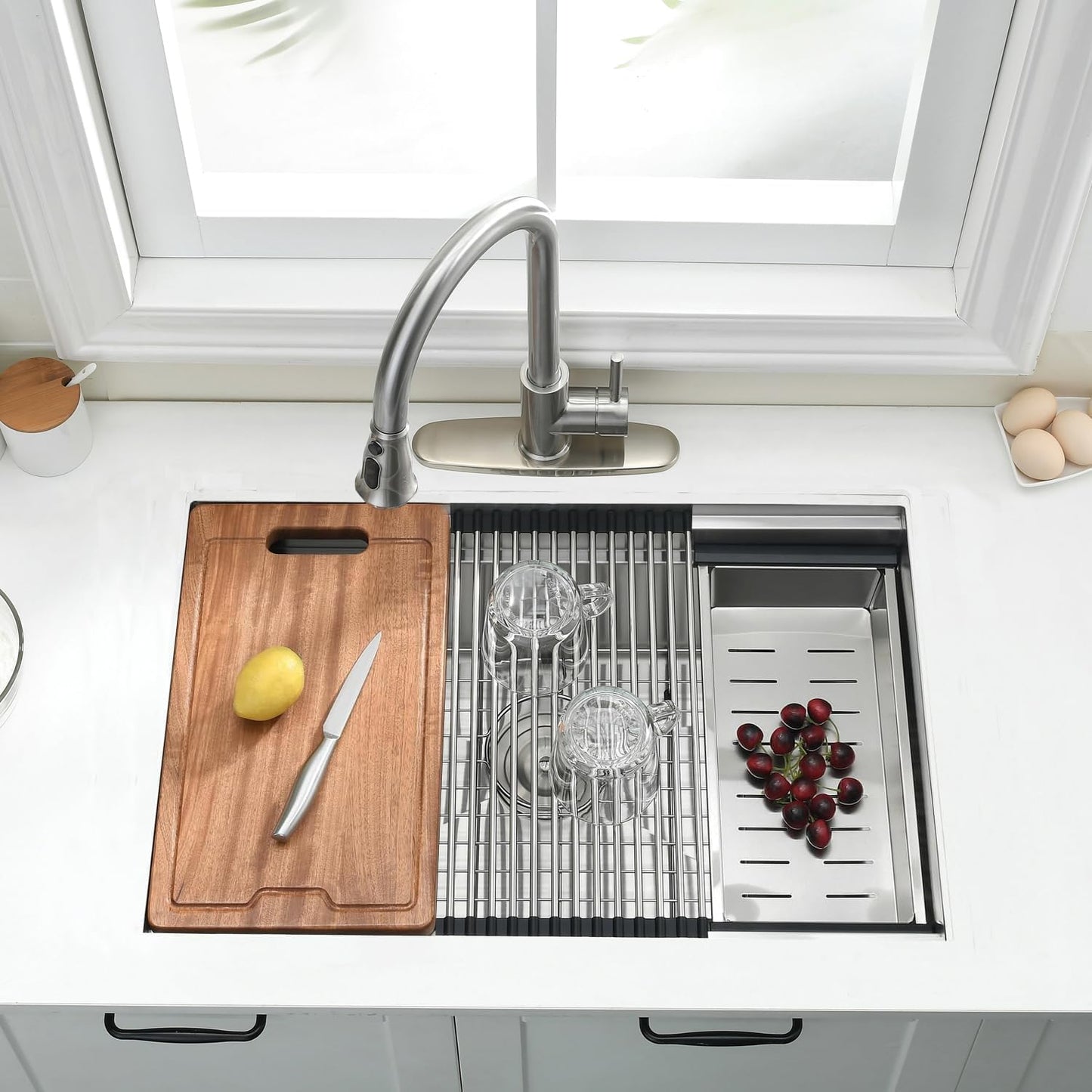 Estación fregadero cocina 27x19pulg acero inox 16-10pulg
