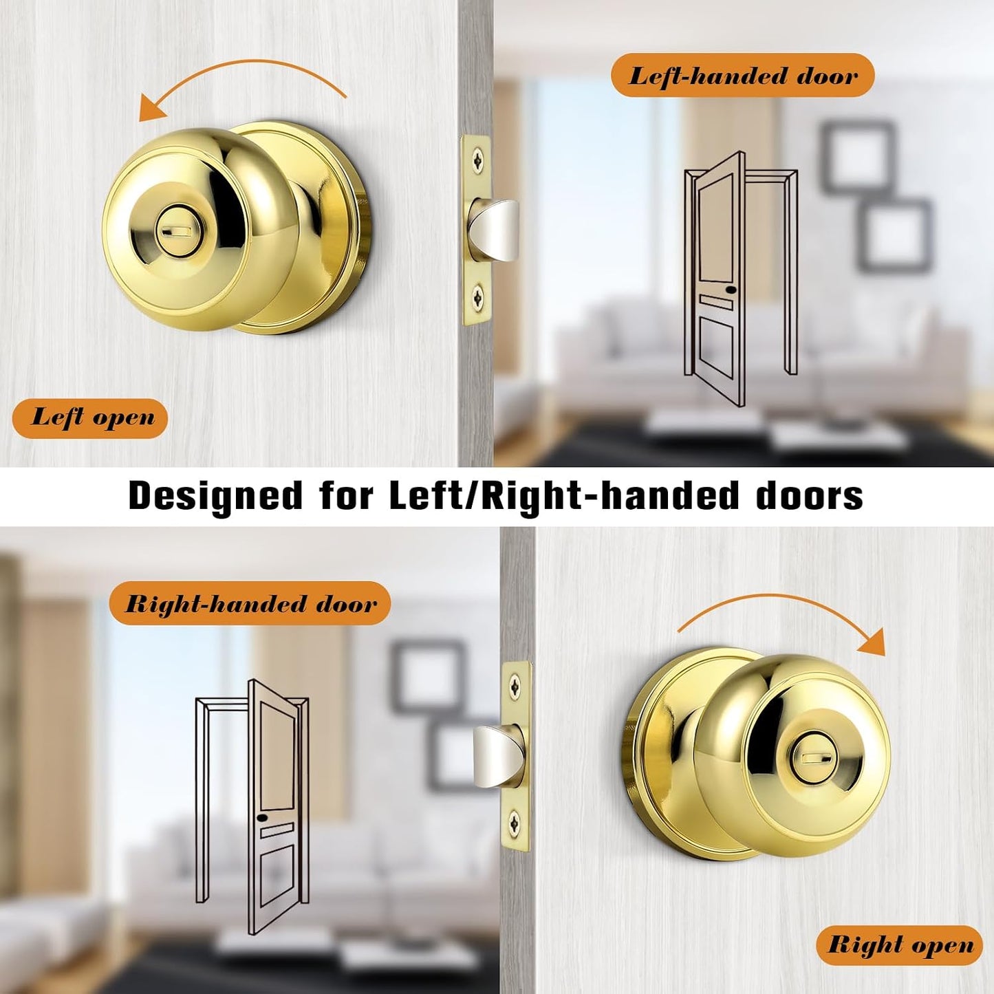 Pomos puerta latón cepillado privacidad baño pack 10