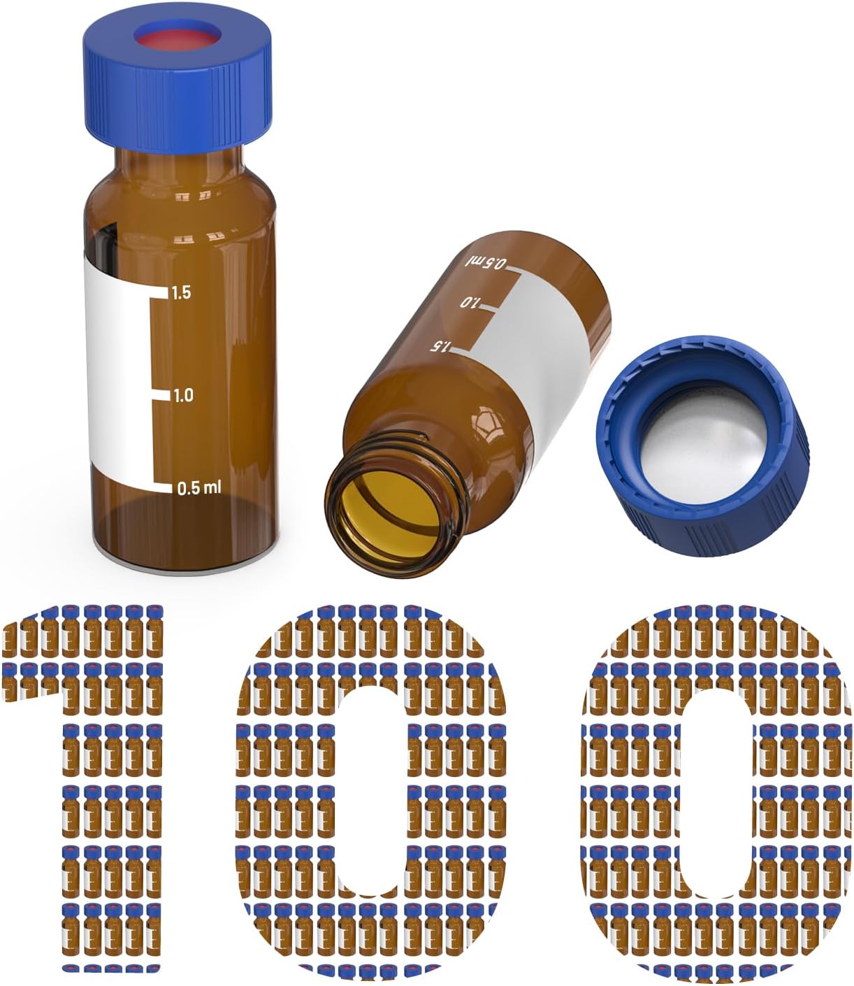 Viales muestreo 0.1oz tapón azul septa silicona roja