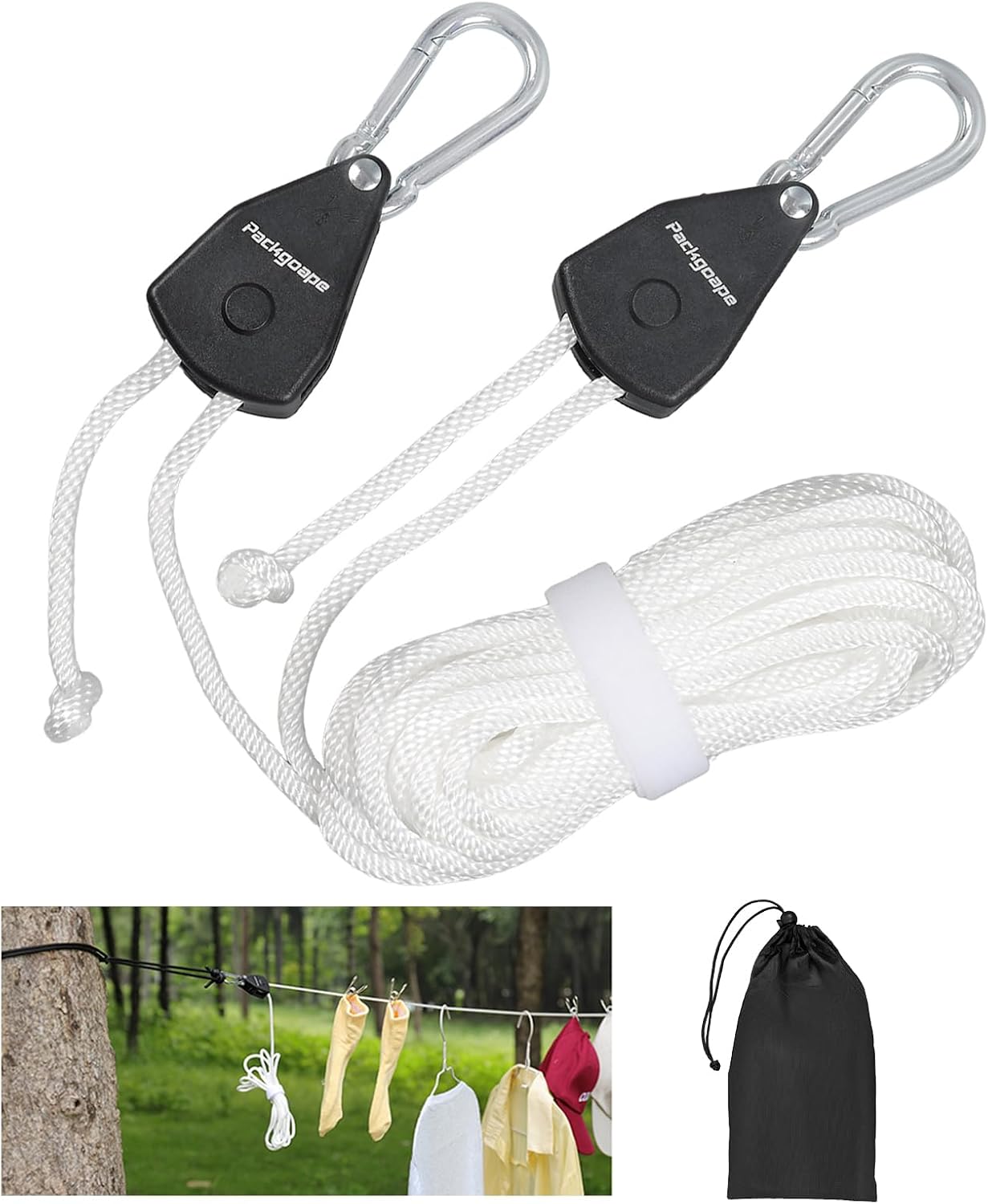 Tendedero retráctil portátil con poleas 19" blanco