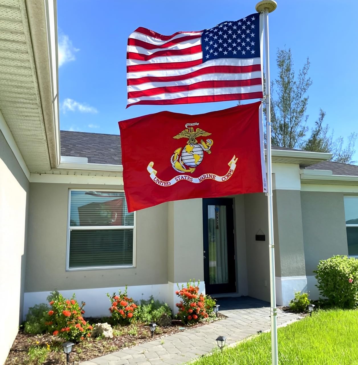 Bandera cuerpo marines 3x5 doble cara poliéster resistente