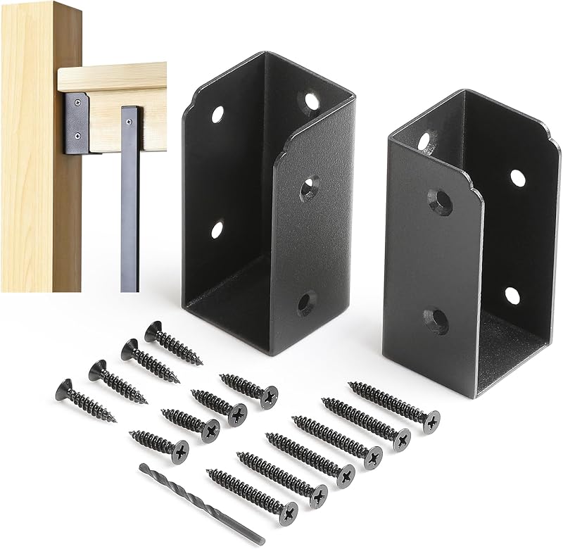 8 Conectores Barandilla Acero Inox 1½x3½pulg Negro