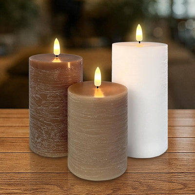 Velas LED recargables Set 3 con control y temporizador