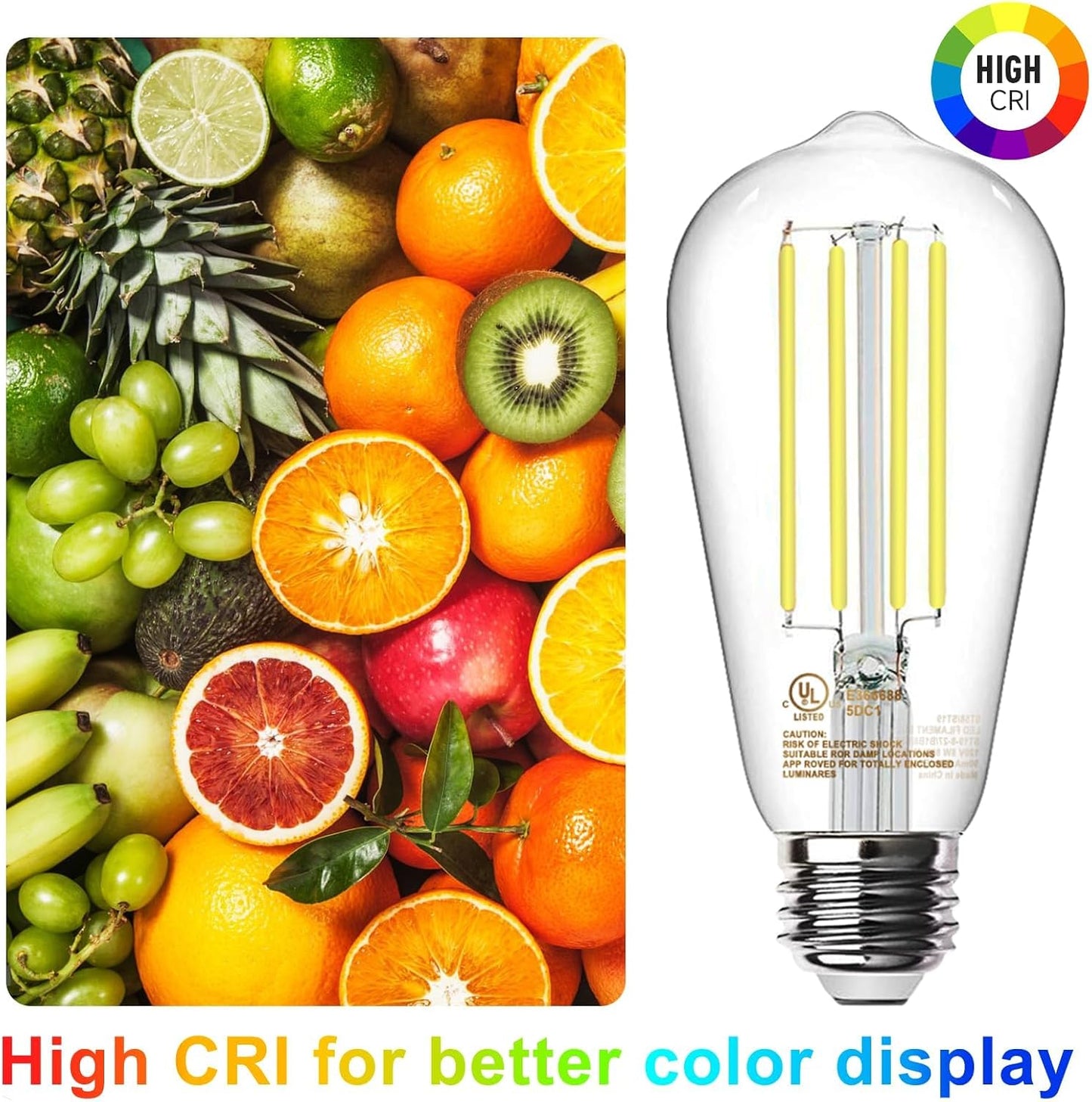 12 Bombillas LED Edison E26 8W 4000K Blanco Natural Regulable