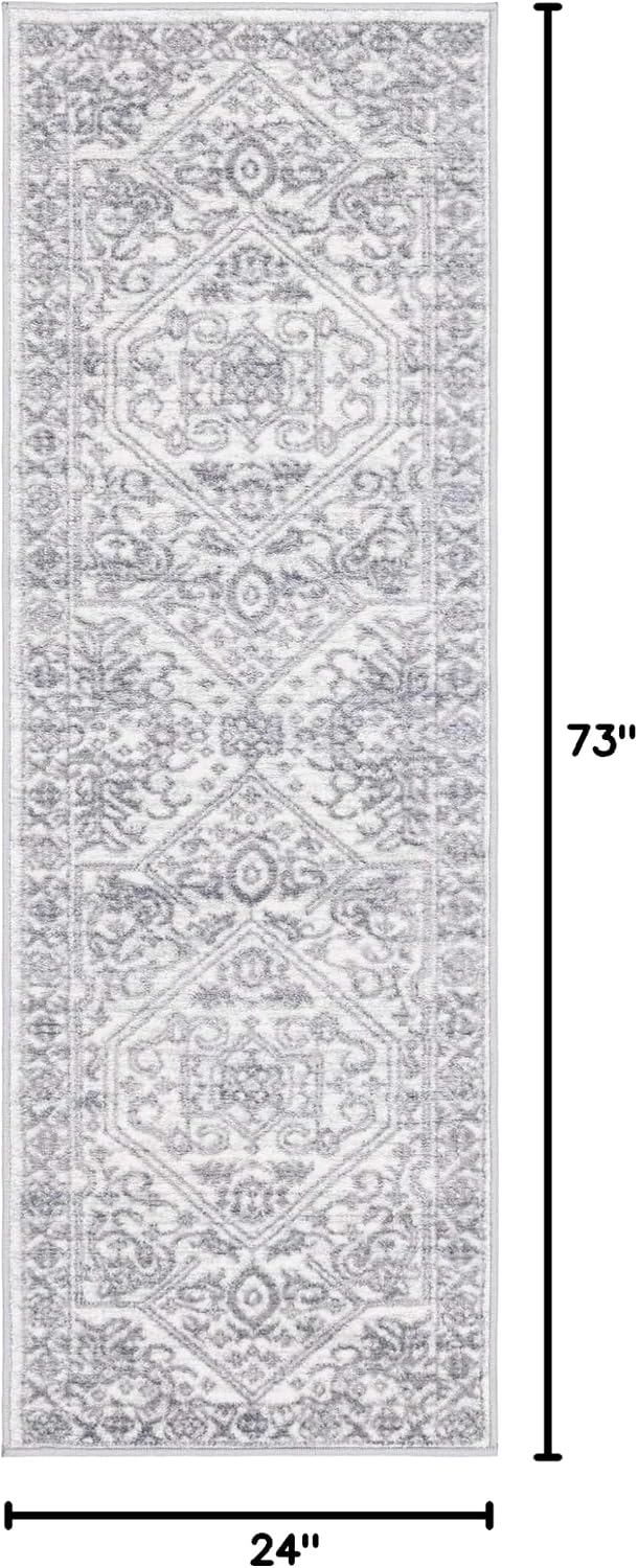 Alfombra área medallón 2x6ft1" blanco/gris