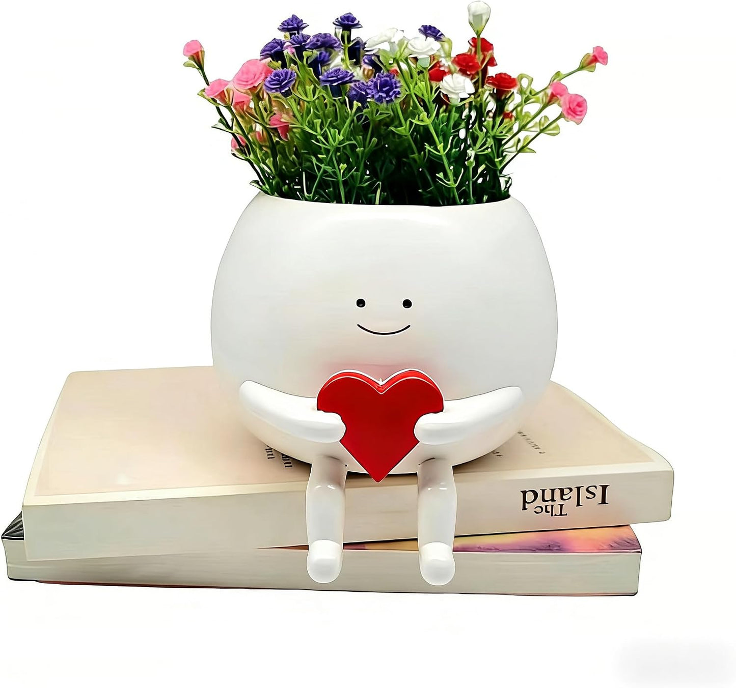Maceta resina corazón suculentas decoración