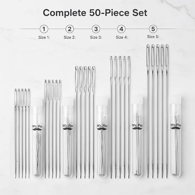Agujas coser a mano 50 pzas 5 tamaños color plata
