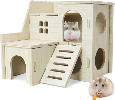 Casa de madera para jerbos enanos y ratas pigmeas