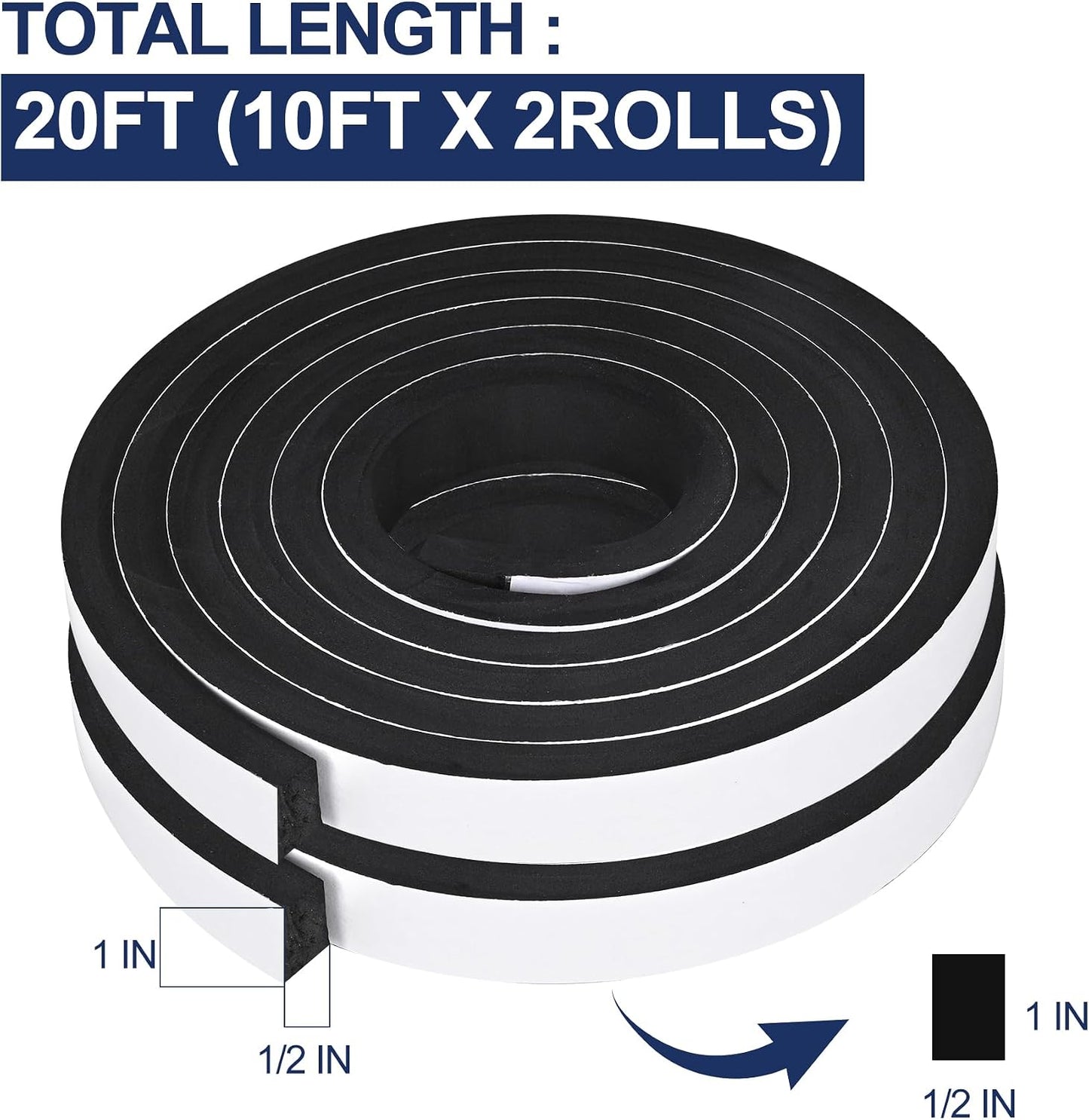 Cintas espuma autoadhesivas 1x0.5pulg 10pies rollo puertas