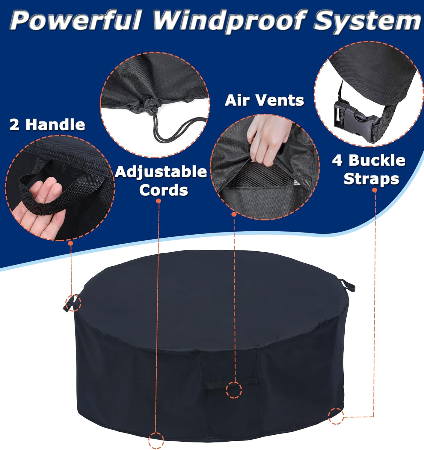 Fundas redondas para muebles de patio 74pulg impermeable