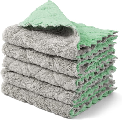 Paño microfibra cocina reutiliz. 10x10pulg 5 Pzas verde-gris
