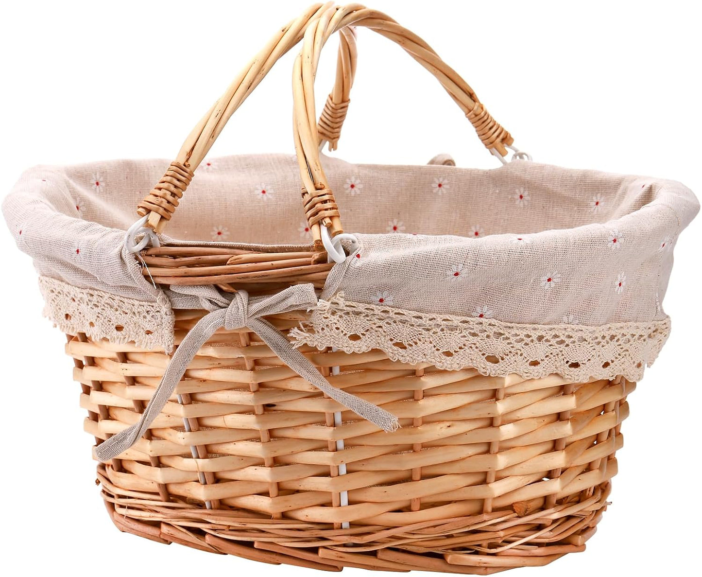 Cesta mimbre asas plegables para picnic y regalos
