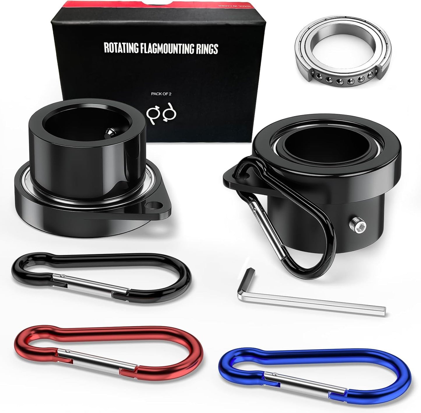 Anillos bandera bola acero giratorio 360 antienredos 0.75-1"