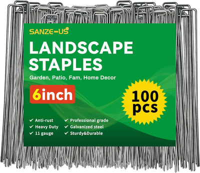 Grapas galvanizadas 6" pack 100 anclaje césped