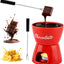 Taza fondue cerámica con 2 tenedores 4.7x4.1pulg color rojo