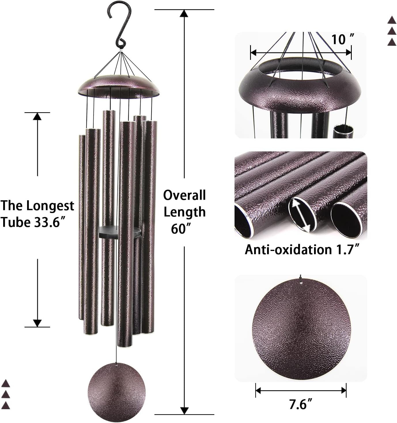 Campanillas viento metal 60pulg tono profundo exterior