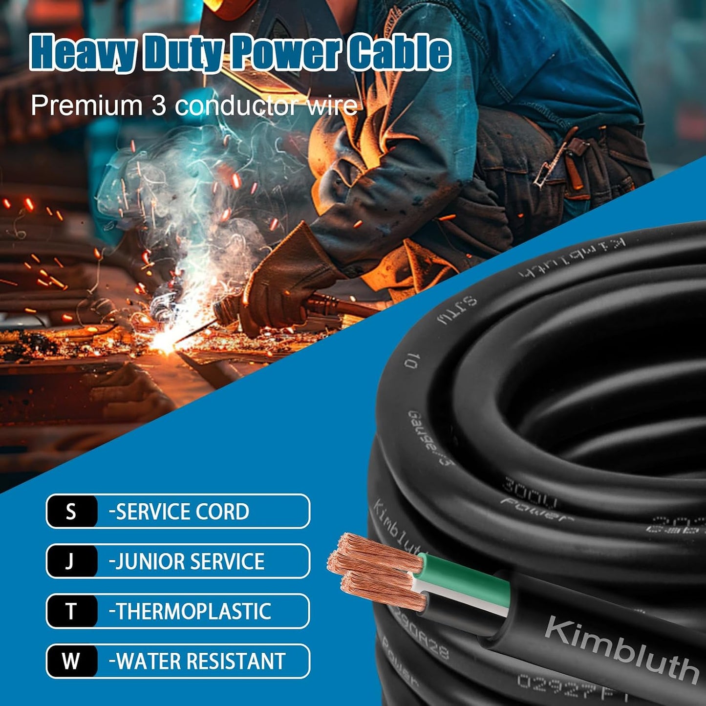 Cable extensión 14/3 cobre puro 30pies para exteriores