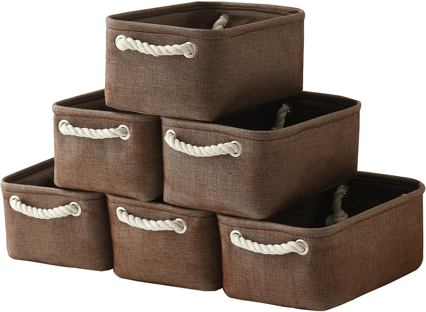Canasta lona plegable 12x8x5" 6 Uds marrón