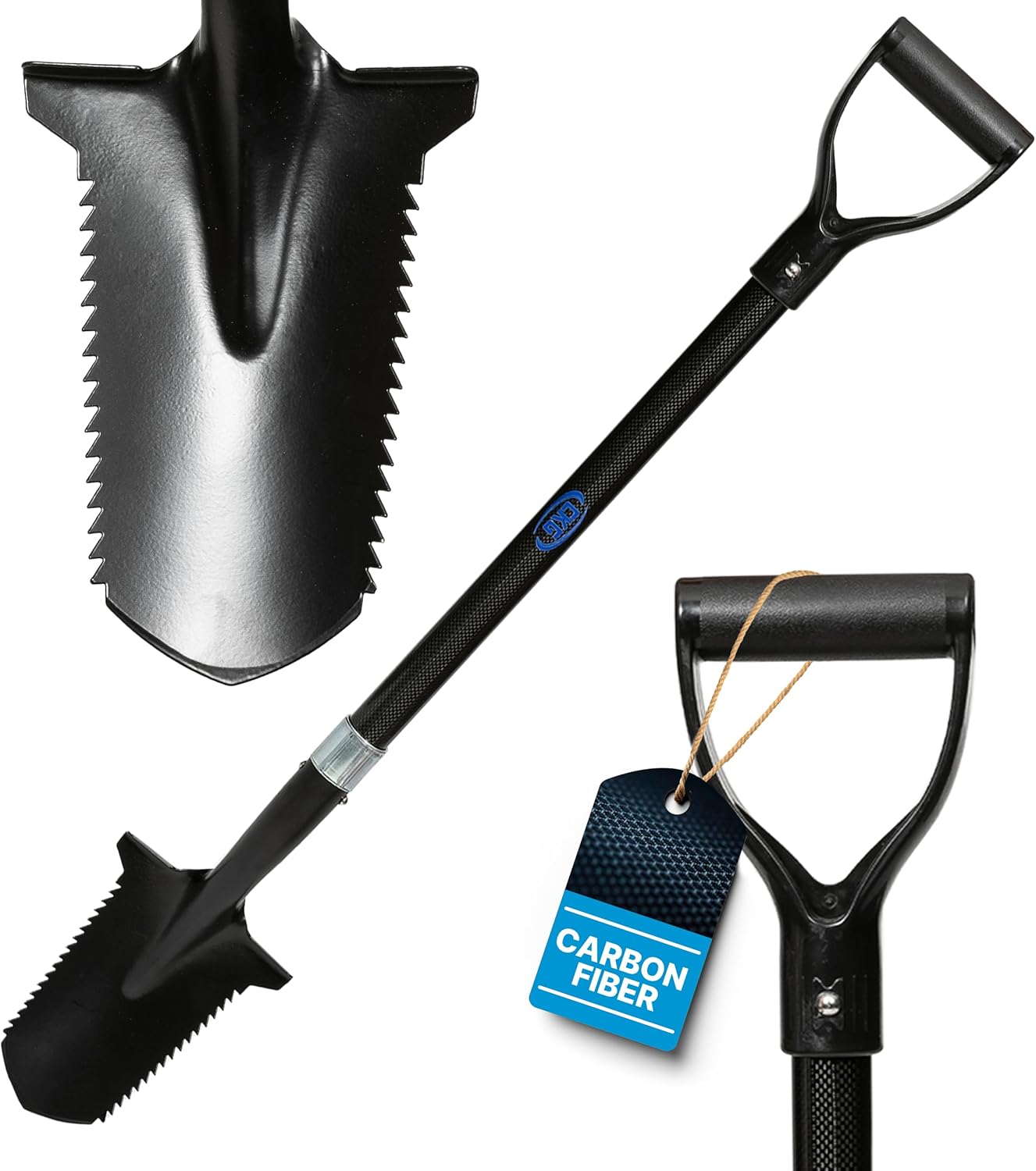 Pala detección metales carbono borde doble jardín profesional