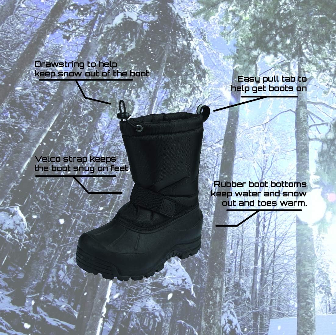 Combo botas y guantes nieve para niños