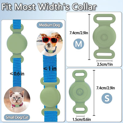 Funda silicona AirTag para collar mascotas antipérdida verde
