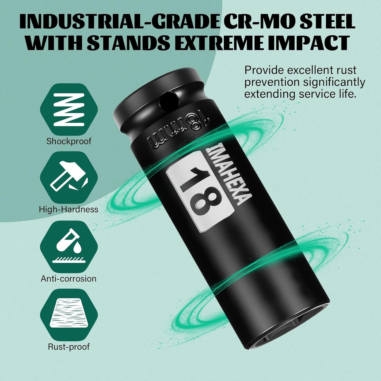 Enchufe impacto cuadrado 1/2 con manguito 18mm