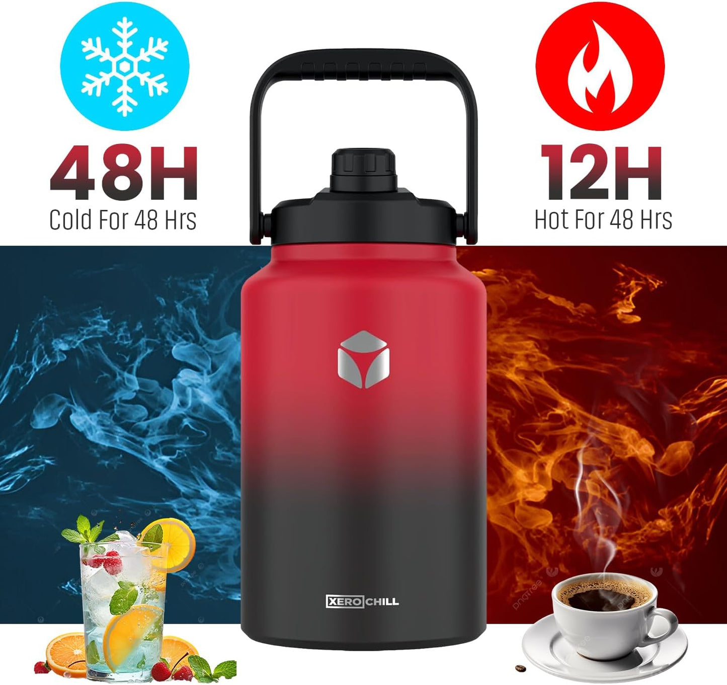 Botella agua acero inox doble pared 128oz sin BPA