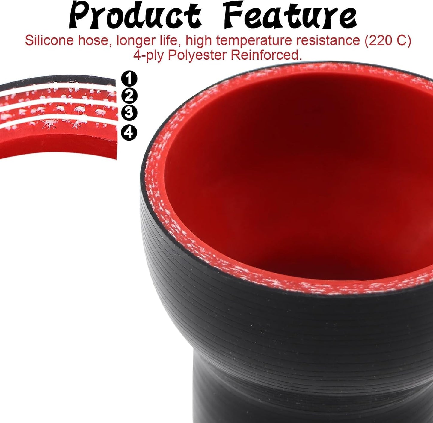 Acoplador reductor silicona negra 2-1/2 a 3"