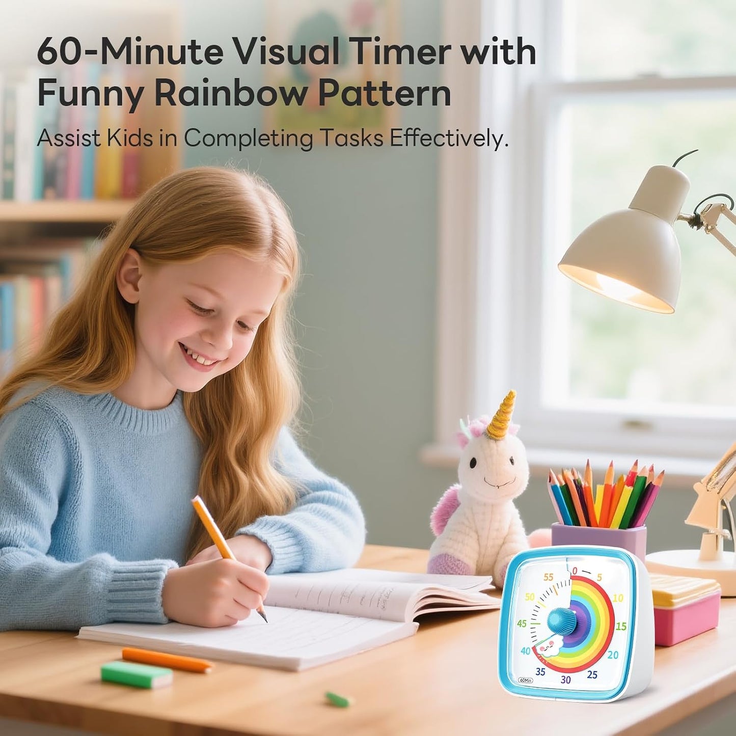 Temporizador visual luz nocturna arco iris 60 min hogar escuela