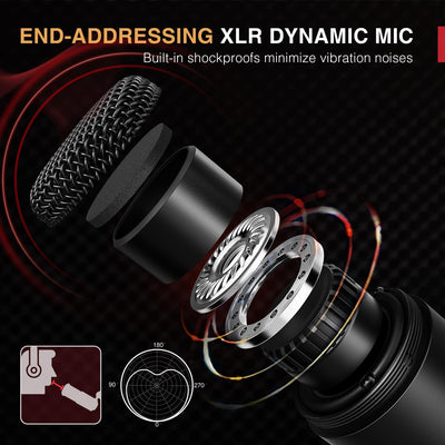 Micrófono dinámico XLR estudio vocal patrón cardioide negro