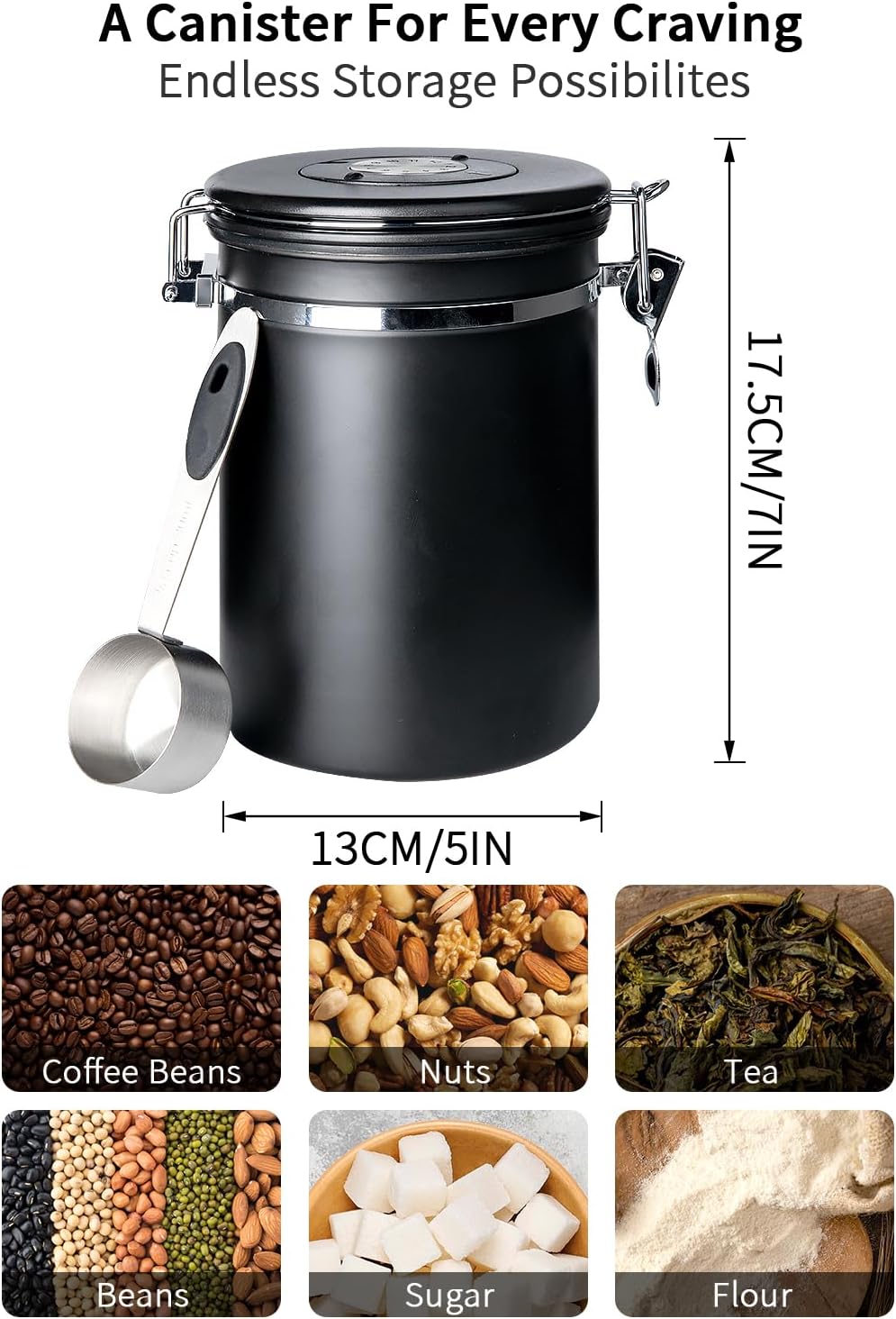 Recipiente café acero inox 60oz con tapa hermética