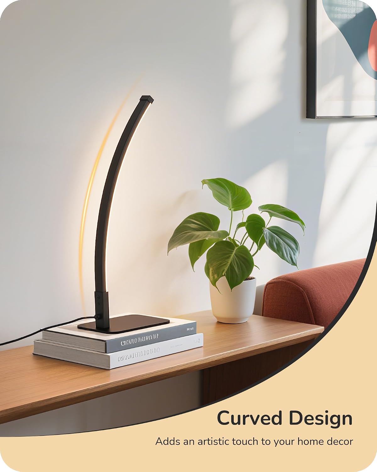 Lámpara mesa LED curvada aluminio hierro 3 temperaturas