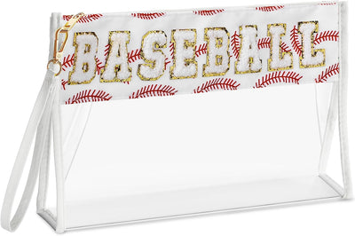 Bolsa maquillaje chenilla transparente con correa muñeca portátil