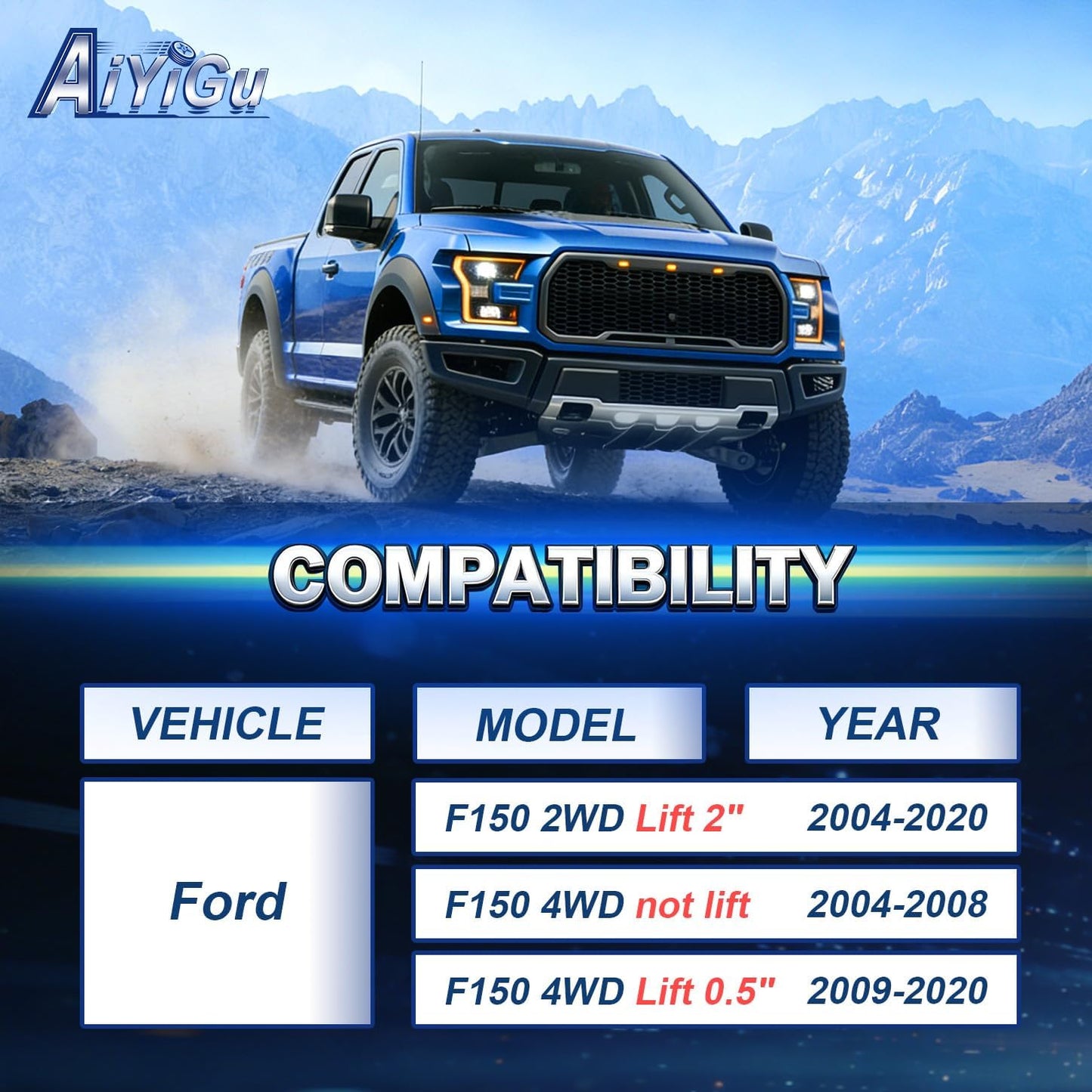 Kit elevación trasera 2" Ford F-150 04-22 pernos U