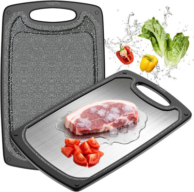 Tabla cortar acero inox 15x10pulg antideslizante con mango