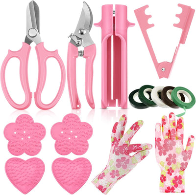 Juego 14 tijeras pelar flores jardinería rosa