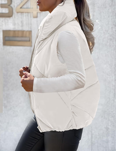 Chaleco Puffer Mujer 2025 sin Mangas Cremallera