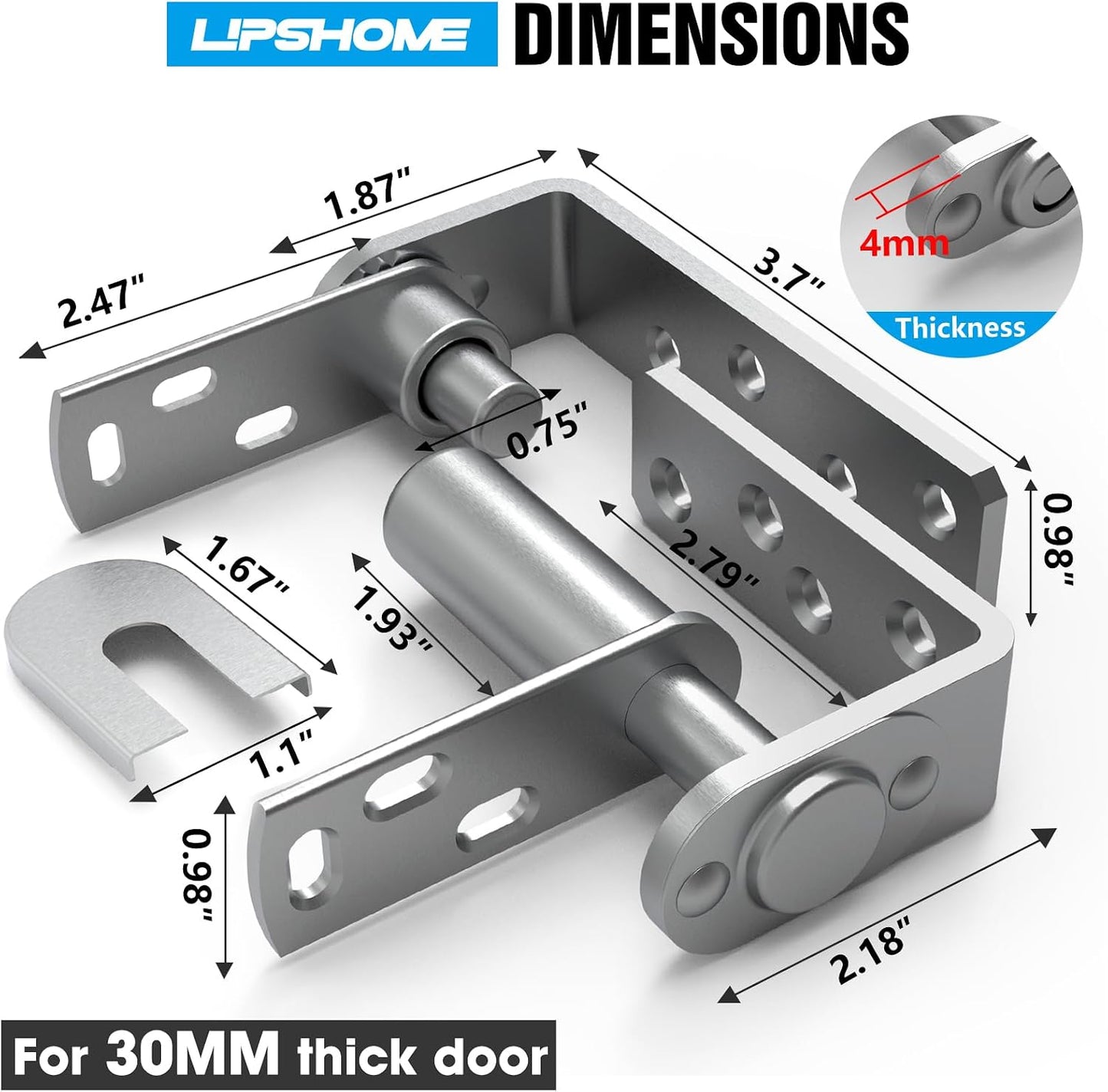 Bisagras puerta salón oscilante acero inox 304 plata 2 Pzas