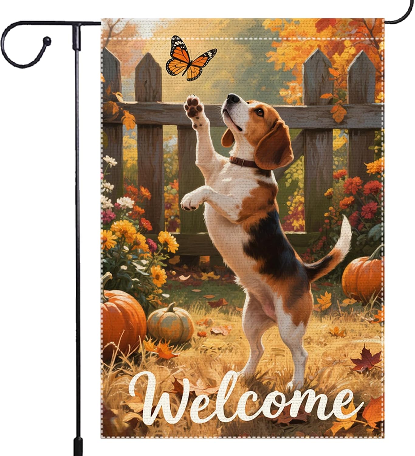 Bandera jardín otoño 12x18pulg beagle doble cara exterior