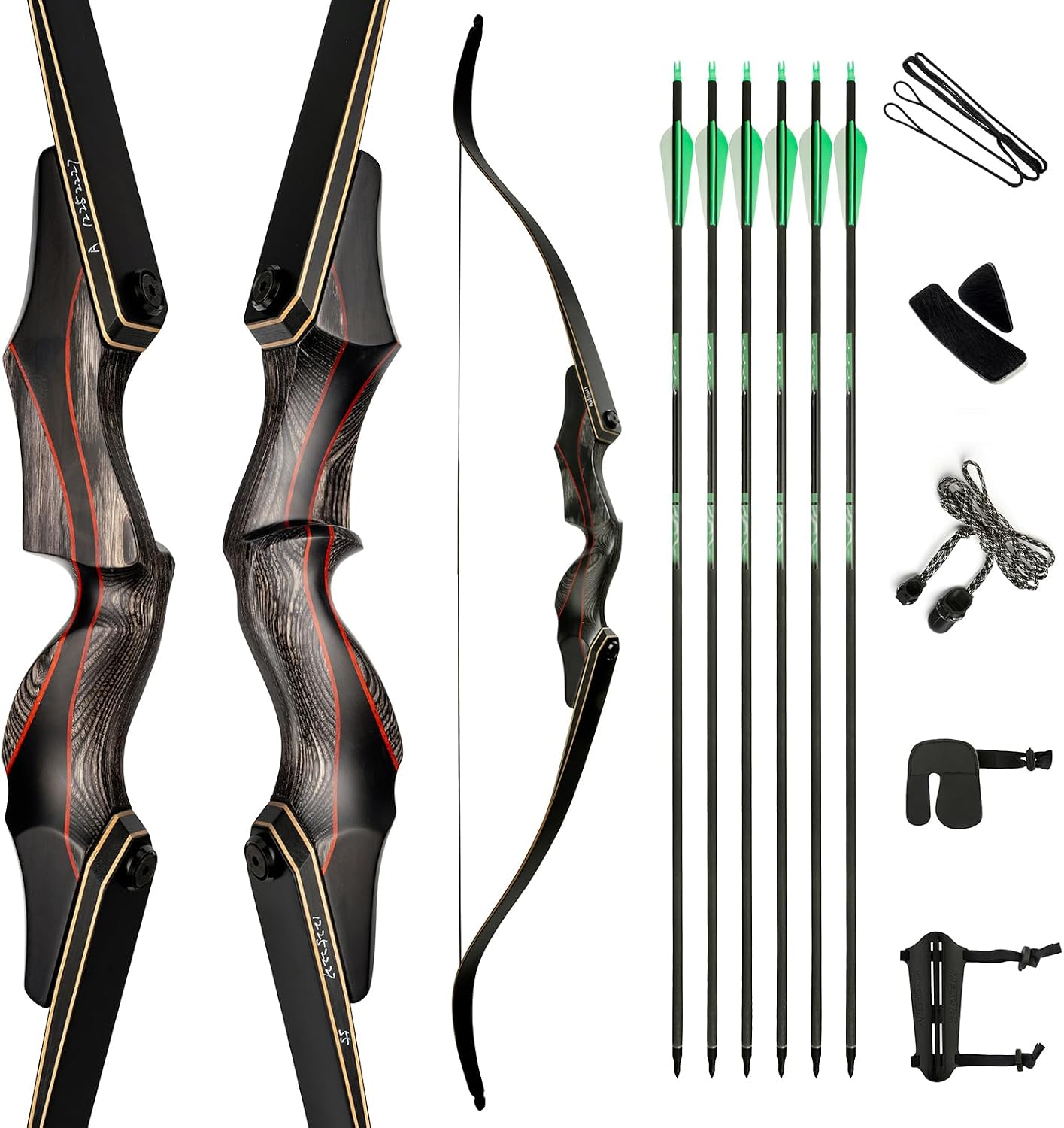 Arco recurvo desmontable 152cm cuerda flamenca madera