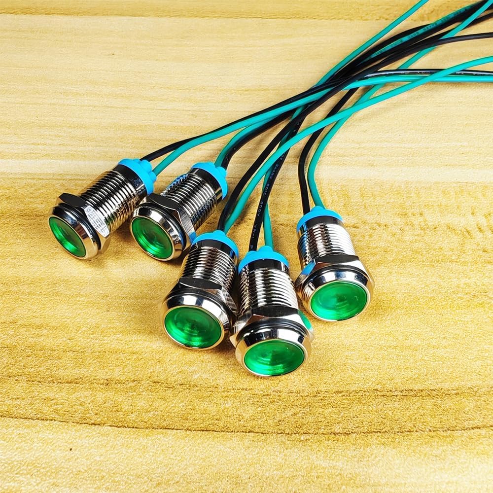 5 Pzas Lámpara LED Coche 3V-9VDC Impermeable Verde