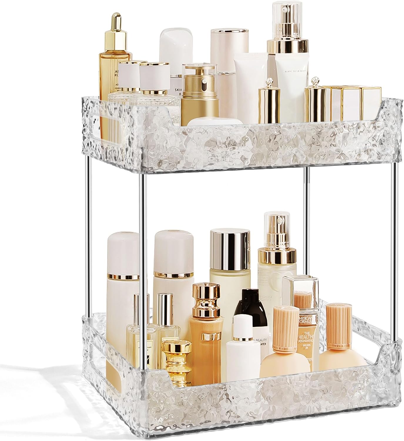 Organiz. encimera baño 2 niveles para maquillaje y perfumes