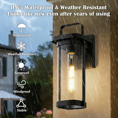 2 Luces pared exterior negro mate pantalla vidrio transparente