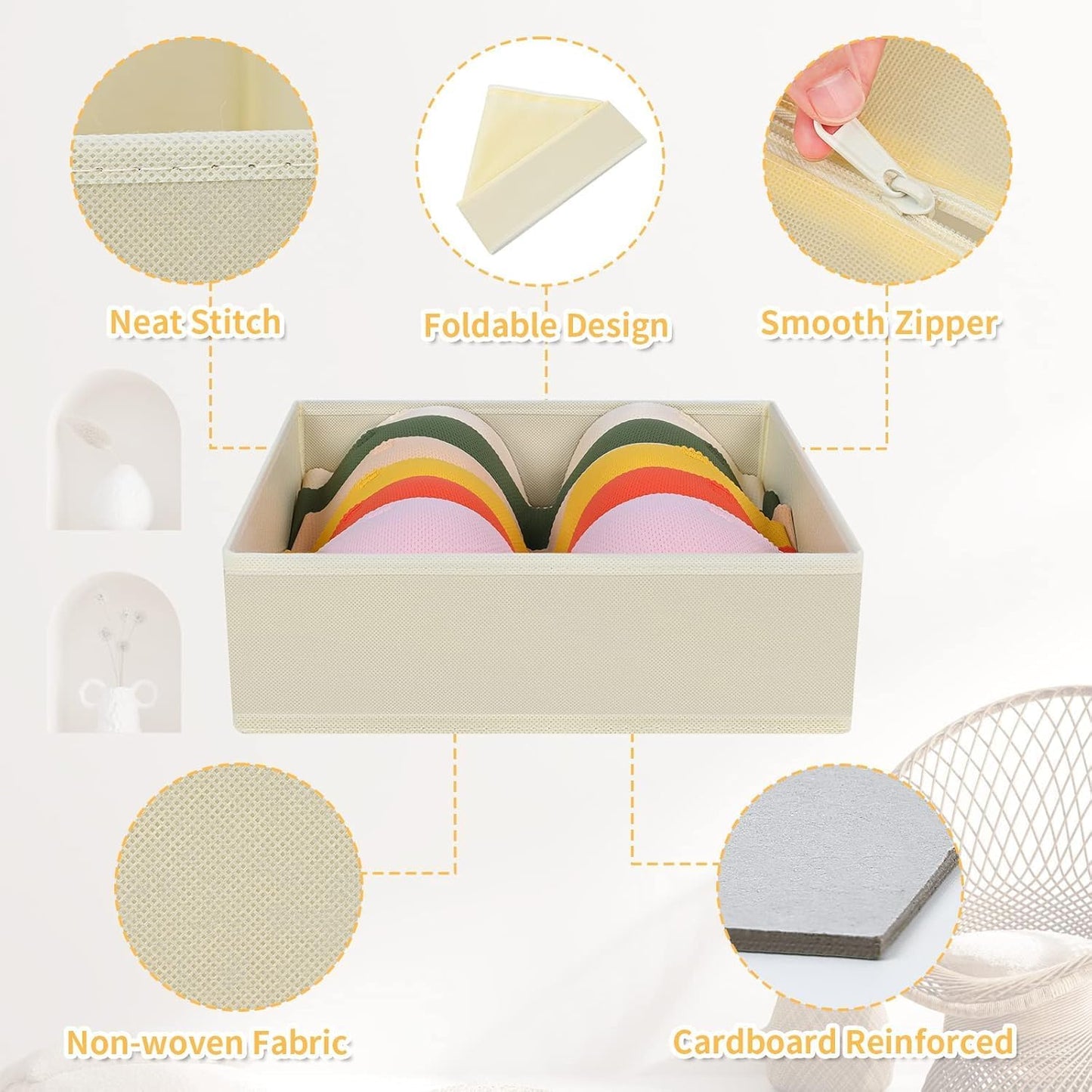 Organiz. cajones tela plegable set 24